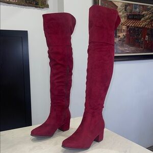 New! ✨”Refresh” Women's Burgundy Faux Suede Over the Knee Boots- Size 6